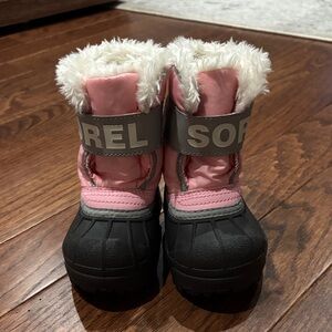 Sorel Pink and Black Kids' Boots with Fur Lining